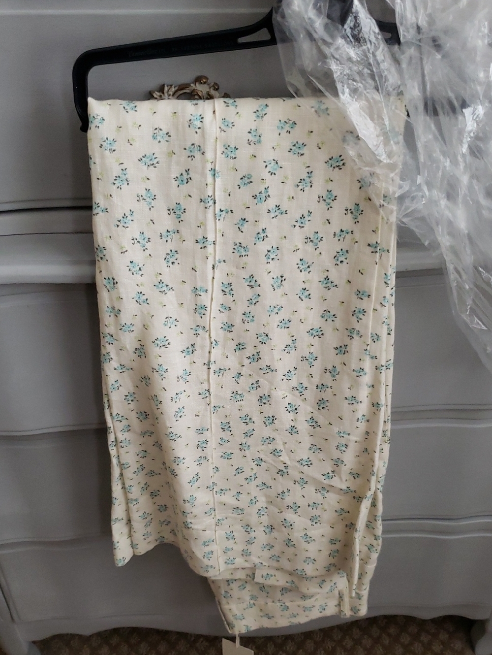 Mango Cream Floral Boot Cut Linen Trouser